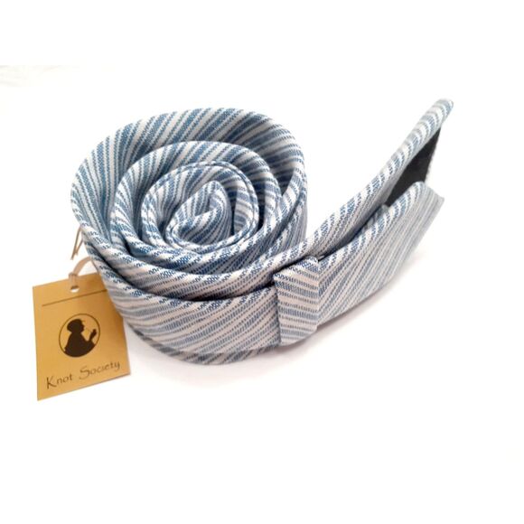 Knot Society 100% Cotton Cardisco Light Blue White Classic Mens Tie NWT - Picture 5 of 7
